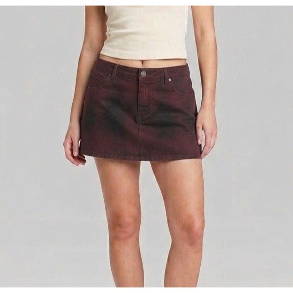 Wild Fable Micro Mini Skirt Womens Sz 14 Purple Denim Zip Stretch Y2K Grunge New